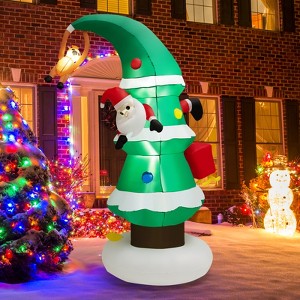 Tangkula 8 FT Inflatable Christmas Tree, Blow up Christmas Tree with Gift Boxes Santa Claus & Flying Dog - 1 of 4
