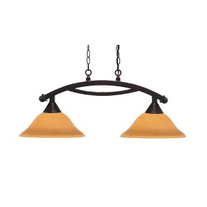 Toltec Lighting Bow 2 - Light Island Pendant Light in  Dark Granite with 12" Cayenne Linen Shade - 1 of 1