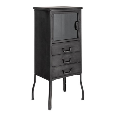 Storied Home Storage Cabinet with 3 Drawers Antique Black