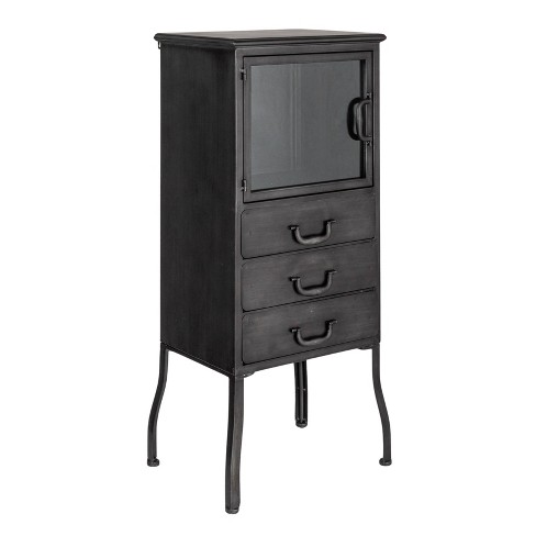 Storied Home Storage Cabinet With 3 Drawers Antique Black Target