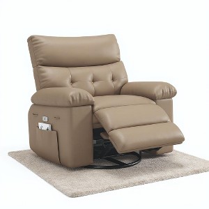 PU Leather Recliner Chair, 360° Swivel with Side Pocket Sofa, Manual Lounge Recliner with Comfortable Arms - 1 of 4