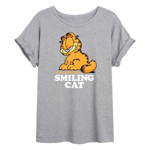 Women's - Garfield - Never Trust Smiling Cat Oversized Graphic T-Shirt - 1 of 4
