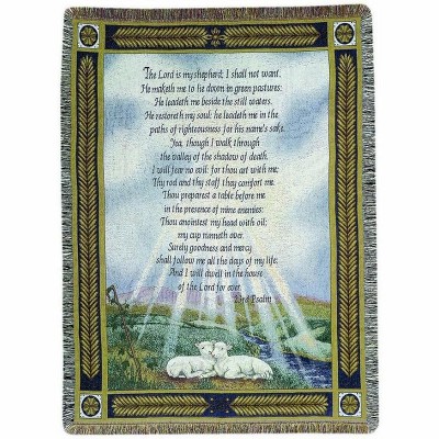 Manual Woodworkers and Weavers Cotton Tapestry Throw Blanket 50"x60", 23rd Psalm Christian Design, Soft Decorative Accent