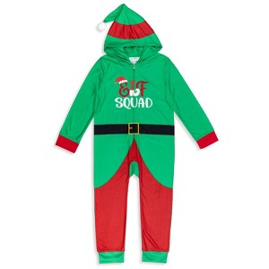  Holiday Christmas Elf Fleece Zip Up Pajama Coverall Toddler  - 1 of 4