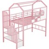 Okak 93.7IN Metal Loft Bed with House Roof Design, Bed Frames with Storage Shelves and Basket, Twin Bed for Living Room, Bedroom - 4 of 4