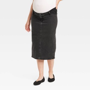 Under Belly Midi Maternity Denim Skirt - Isabel Maternity by Ingrid & Isabel™ Black Wash - 1 of 4