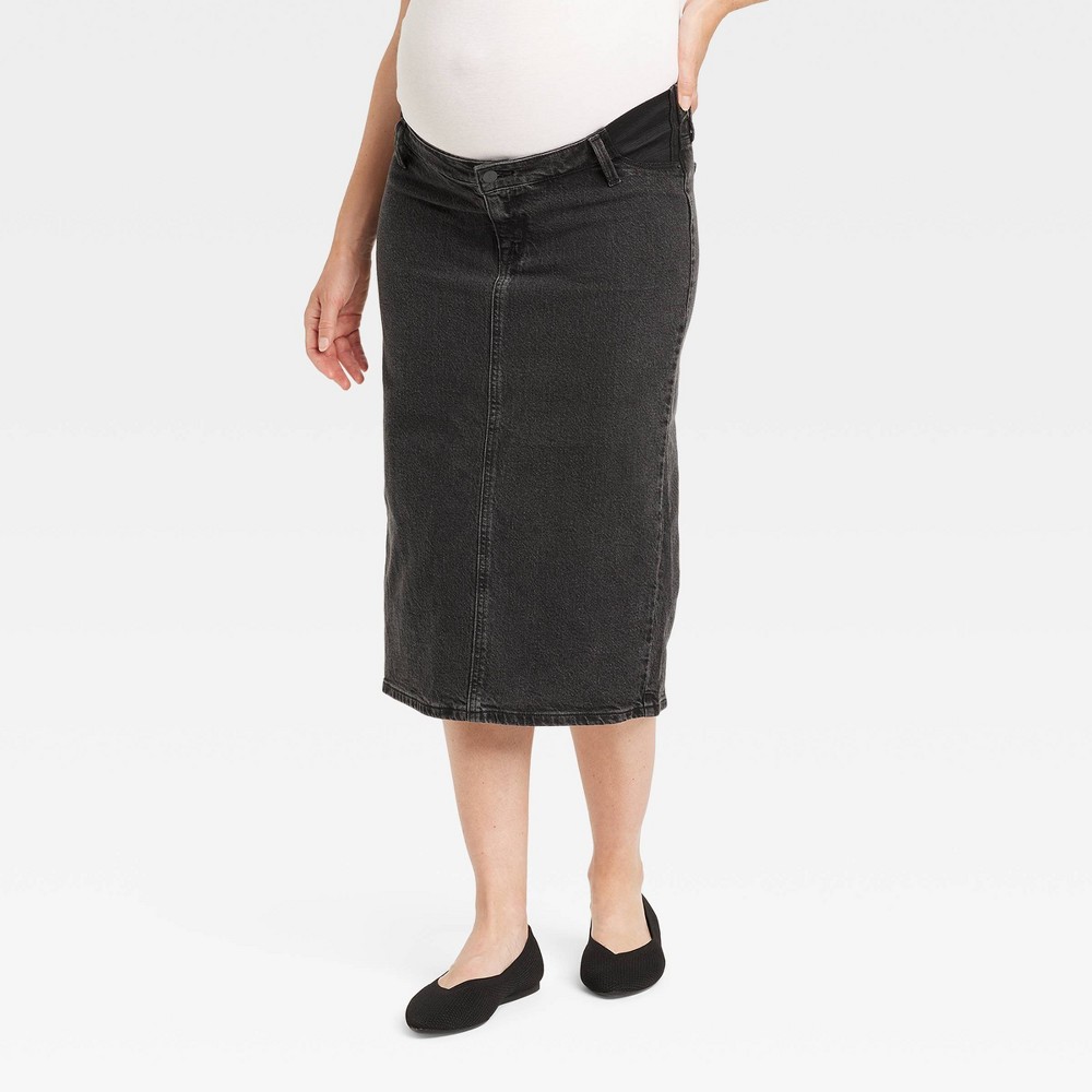 Under Belly Midi Maternity Denim Skirt