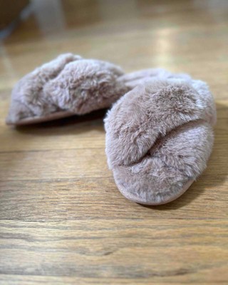 Women's Paris Crossband Faux Fur Slippers - Stars Above™ : Target