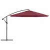 vidaXL Cantilever Umbrella with Aluminum Pole 137.8" Bordeaux Red - 3 of 4