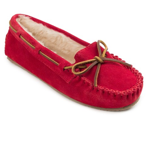 Minnetonka Women s Cally Moccasin Slippers 4016 Cherry Red 8