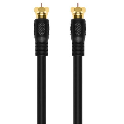 12' Black RG6 Quad Shield Coaxial Cable with Gold F-Type Connectors
