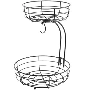 Aoibox 2-Tier Countertop Fruit & Vegetable Basket with Banana Hanger, Black - Space-Saving Kitchen Storage for Fresh Produce - 1 of 4