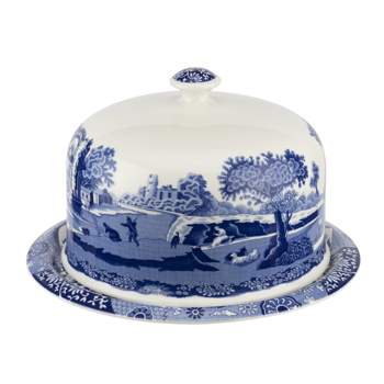 Spode Blue Italian 2 Piece Porcelain 11.5" Serving Platter with 9" Dome