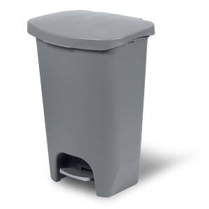 Glad Kitchen Trash Can with Lid, Foot Pedal and Garbage Bag Rings, 13 Gal, Grey - 1 of 1