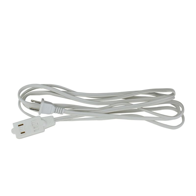 Northlight 15' White Indoor Extension Power Cord with 3-Outlets and Safety Lock, 1 of 5