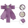 Allegra K Women's Pre-tied Pin Brooch Ribbon Beads Party Bowknot Bow Tie - 4 of 4