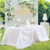 Wikineon White Tablecloth Rectangle 60 x102 Inches for Wedding Rosette Table Cloth Party Table Decor Satin Floral Fabric for Home Outdoor Decorations - 4 of 4
