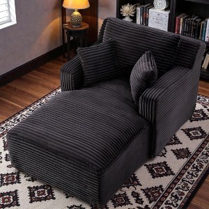 Mshliw Upholstered Sofa with Corduroy Fabric, Single Sofa, High-Density Foam and Pocket Springs, No-Assembly Compressed Design, Comfortable Seating - 1 of 4