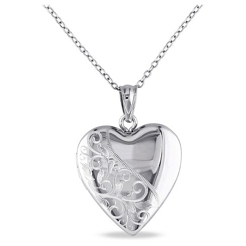 Heart Locket Pendant Necklace In Sterling Silver (18) : Target