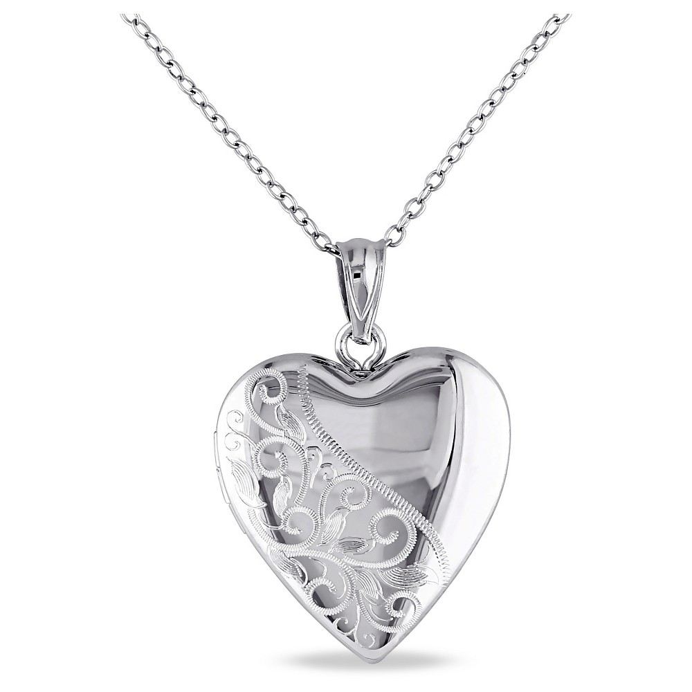 Photos - Pendant / Choker Necklace Heart Locket Pendant Necklace in Sterling Silver (18")