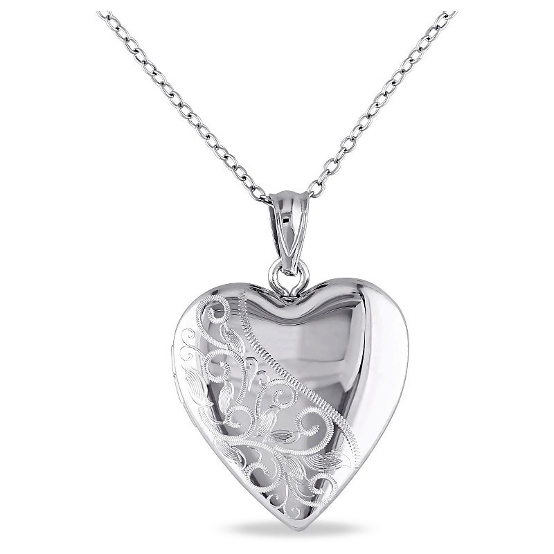 Heart Locket Pendant Necklace in Sterling Silver (18"), 1 of 8