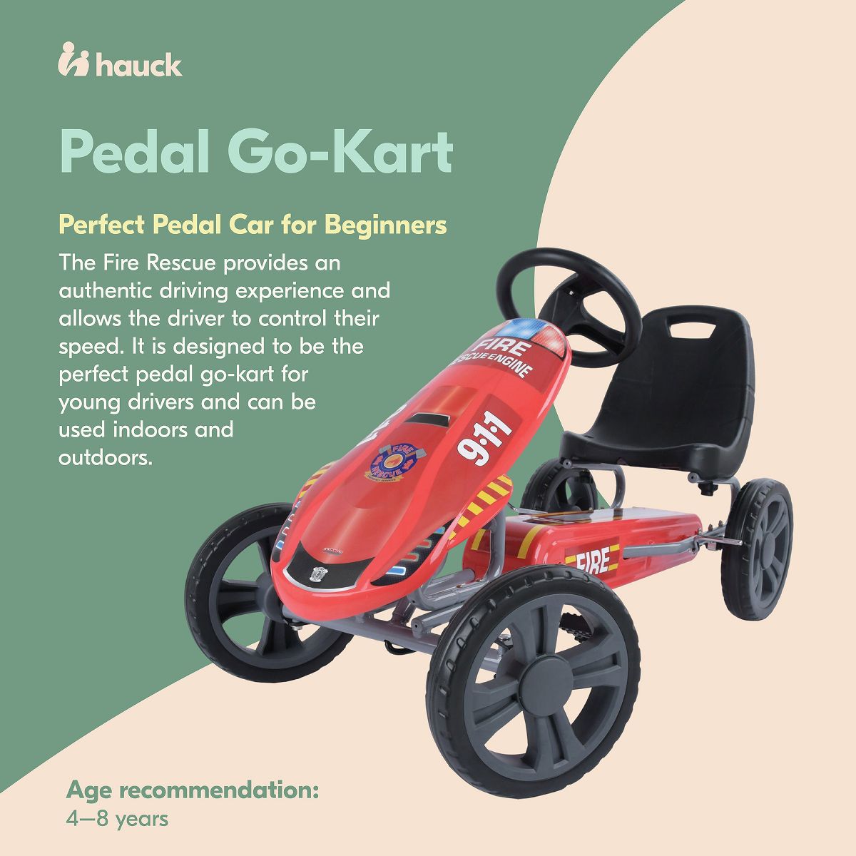 Hauck Speedster Pedal Go Kart with Adjustable Bucket Seat, Large Front Plate, Handbrake and EVA Plastic Wheels for Kids Ages 4 to 8 - thumbnail 8