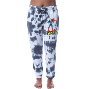 DC Comics Womens' Superman Logo Tie-Dye Jogger Sleep Pajama Pants Multicolored - 1 of 3
