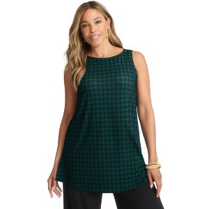 Jessica London Women's Plus Size Stretch Knit Tunic Tank - 1 of 4