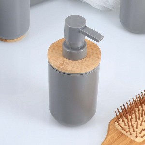Evideco French Home Goods Modern Bamboo-Top Soap Dispenser, 10 fl oz, Sturdy Pump for Kitchen & Bathroom - 1 of 4