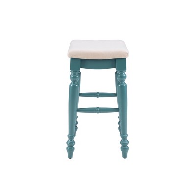 Marino Elegant Blue Wood Backless Counter Stool with Padded Seat