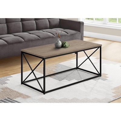 Coffee Table, Accent, Cocktail, Rectangular, Living Room, 40inl, Brown Laminate, Black Metal, Contemporary, Modern