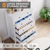 White 5 Drawer Dresser for Bedroom, 5 Chest of Drawers, Modern Nightstand Wooden Tall Dresser Cabinet for Closet Living Room, Hallway, Entryway - 3 of 4
