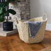 Household Essentials Tall Scoop Basket Paper Rope Cream: Decorative Storage with Handles, Rectangle Wicker for Blankets - 2 of 4