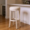 HomeRoots 31" Bone and Antiqued White Fabric and Solid Wood Backless Bar Height Swivel Bar Chair - 2 of 4