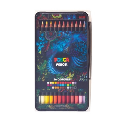 Uni-Ball 36ct POSCA Oil-Based Colored Pencils in Assorted Colors 4.0mm Lead