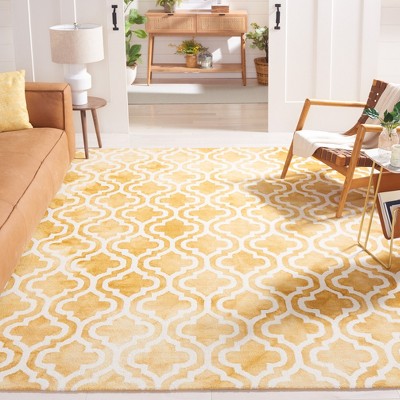 Ivory and Gold Hand-Tufted Wool 6' x 9' Rectangular Rug