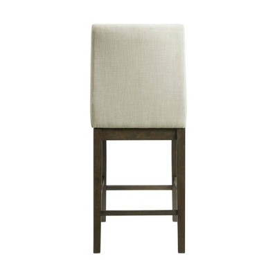 Transitional Cream Upholstered Counter Height Side Chair Set in Walnut