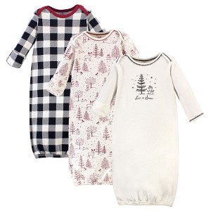 Touched by Nature Baby Organic Cotton Long-Sleeve Gowns 3pk, Winter Woodland, Preemie - 1 of 4