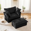 Dexmalle Corduroy Upholstered Slipcovered Armchair with Ottoman - 3 of 4