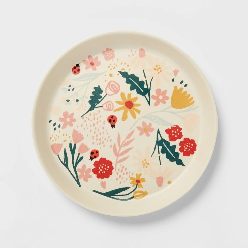 7 Bamboo Bamboo And Melamine Floral Kids Dinner Plate Pillowfort Target