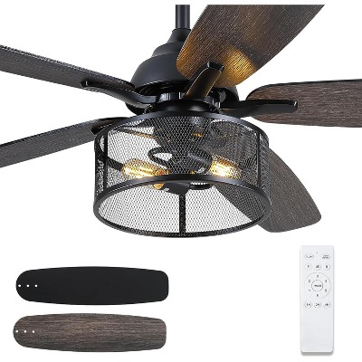 48 Inches Rustic Ceiling Fans 5 Dual Finish Blades Carnegie Industrial Fandelier for Living room Bedroom Patio