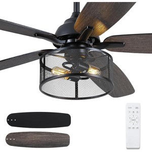 48 Inches Rustic Ceiling Fans 5 Dual Finish Blades Carnegie Industrial Fandelier for Living room Bedroom Patio - 1 of 4