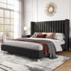 Bed Frame Upholstered Bed Wingback Headborad Velvet Channel Tufted - 2 of 4