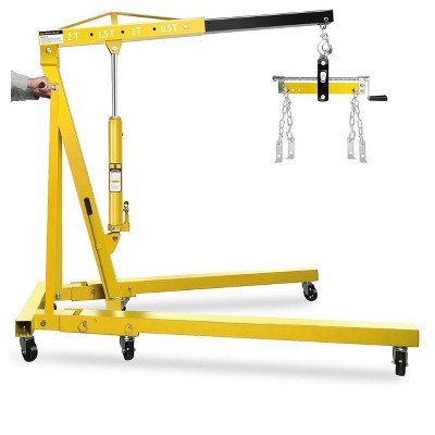 2-Ton Hydraulic Shop Crane Folding Engine Hoist with Lever,4400Lbs Capacity w/6 Steel Casters-Heavy-Duty Portable Car Lift for Truck Engines(168lbs)