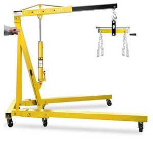 2-Ton Hydraulic Shop Crane Folding Engine Hoist with Lever,4400Lbs Capacity w/6 Steel Casters-Heavy-Duty Portable Car Lift for Truck Engines(168lbs) - 1 of 4