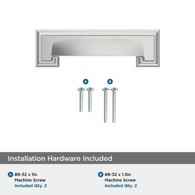 Polished Chrome Traditional Cup Pull with Mounting Hardware