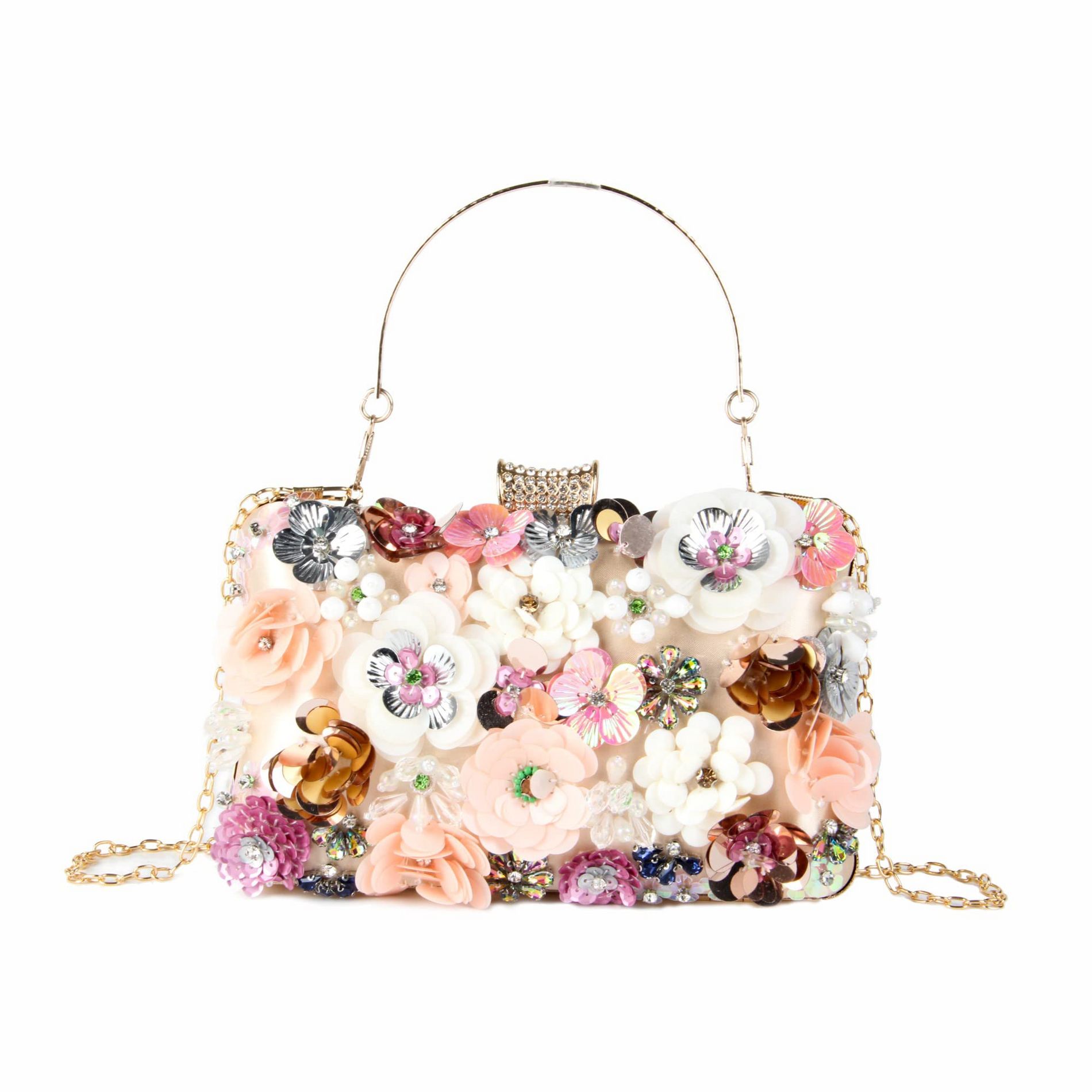 Women Clutches Flower Evening Handbag Chain Strap Shoulder Bag
