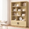 5 Tier Bookshelf with Rattan Doors, Wooden Bookcase and Bookshelf with Storage, Tall Book Stand, Large Bookshelf - 3 of 4