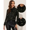 INSPIRE CHIC Women's Metallic Gilding Shiny Long Sleeve Vintage Shirt - 2 of 4
