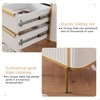 OKD Modern Nightstand w/Charging Station & Faux Marble Tabletop, Luxury Bed Side Table - 4 of 4